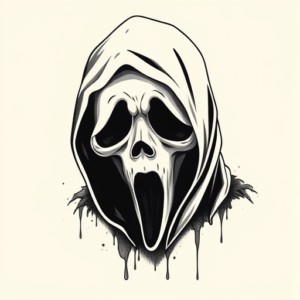 Black & Grey Ink Ghostface Tattoo