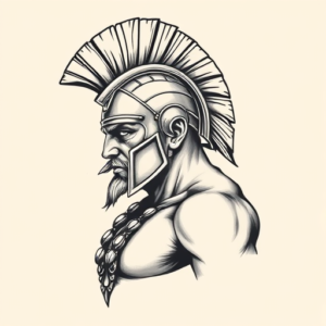 Black & Grey Ink Gladiator Tattoo