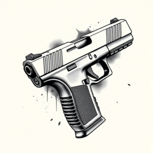 Black & Grey Ink Glock Tattoo