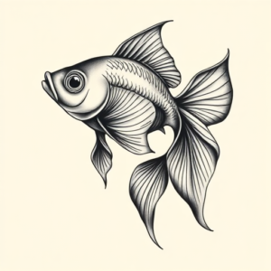 Black & Grey Ink Goldfish Tattoo