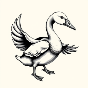 Black & Grey Ink Goose Tattoo