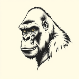 Black & Grey Ink Gorilla Tattoo