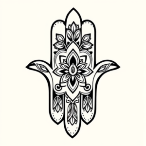 Black & Grey Ink Hamsa Tattoo
