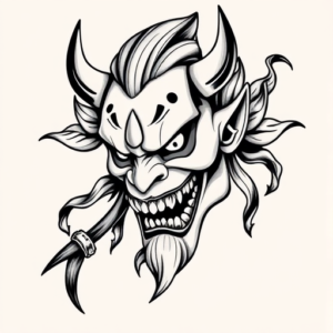Black & Grey Ink Hannya Tattoo
