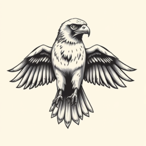 Black & Grey Ink Hawk Tattoo
