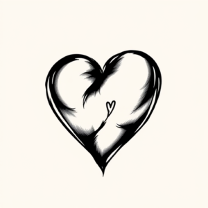 Black & Grey Ink Heart Tattoo
