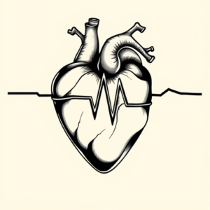 Black & Grey Ink Heartbeat Tattoo
