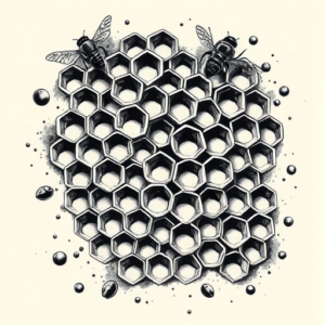 Black & Grey Ink Honeycomb Tattoo