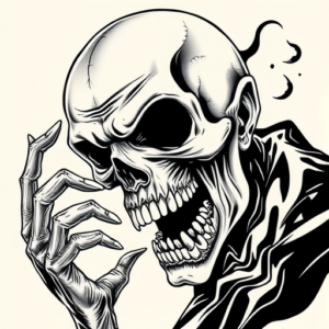 Black & Grey Ink Horror Tattoo