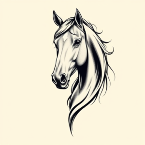 Black & Grey Ink Horse Tattoo