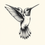 Black & Grey Ink Hummingbird Tattoo