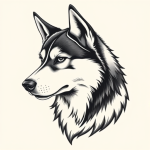 Black & Grey Ink Husky Tattoo