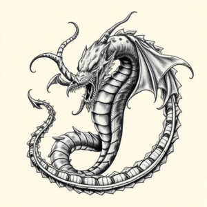 Black & Grey Ink Hydra Tattoo