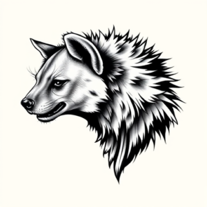 Black & Grey Ink Hyena Tattoo