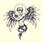 Black & Grey Ink Icarus Tattoo