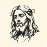Black & Grey Ink Jesus Tattoo