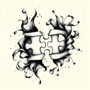 Black & Grey Ink Jigsaw Tattoo