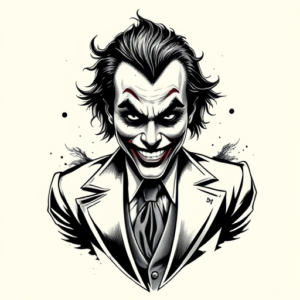 Black & Grey Ink Joker Tattoo