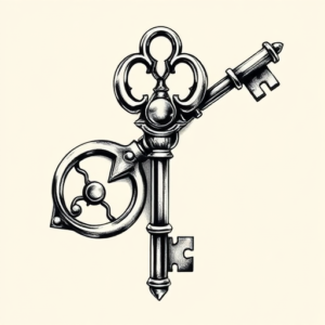 Black & Grey Ink Key Tattoo