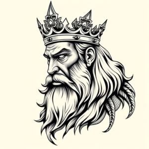 Black & Grey Ink King Tattoo