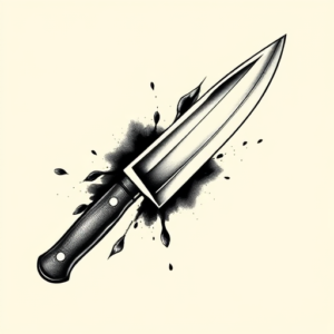 Black & Grey Ink Knife Tattoo