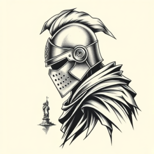 Black & Grey Ink Knight Tattoo