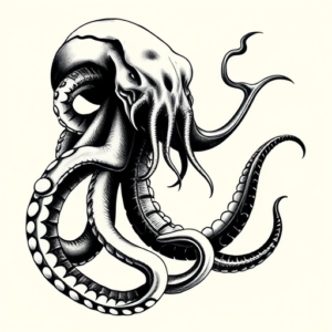 Black & Grey Ink Kraken Tattoo