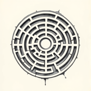 Black & Grey Ink Labyrinth Tattoo