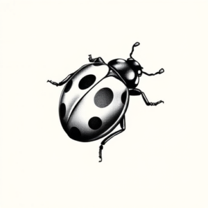 Black & Grey Ink Ladybug Tattoo