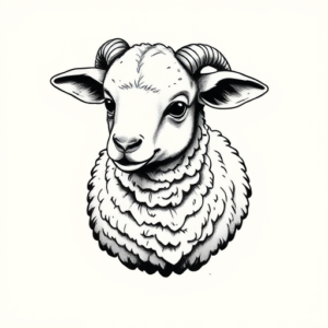 Black & Grey Ink Lamb Tattoo