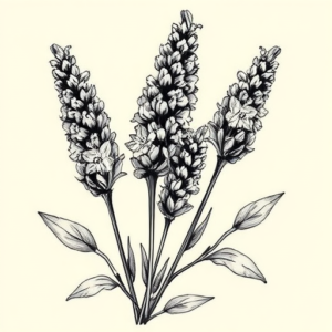 Black & Grey Ink Lavender Tattoo