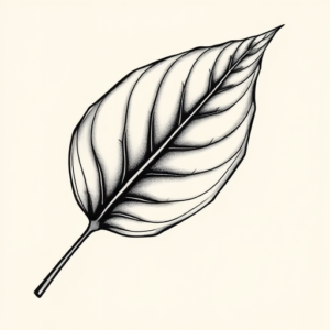 Black & Grey Ink Leaf Tattoo