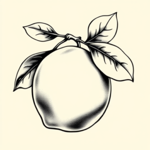 Black & Grey Ink Lemon Tattoo