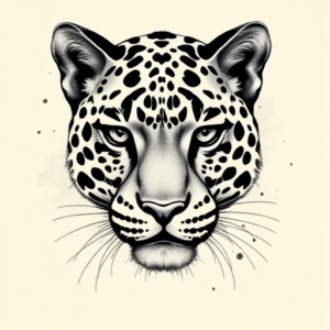 Black & Grey Ink Leopard Tattoo