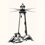 Black & Grey Ink Lighthouse Tattoo