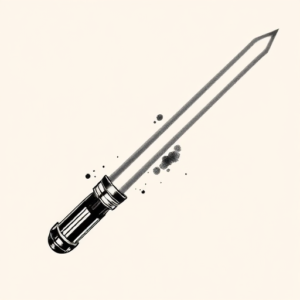 Black & Grey Ink Lightsaber Tattoo