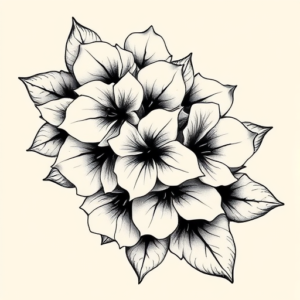 Black & Grey Ink Lilac Tattoo