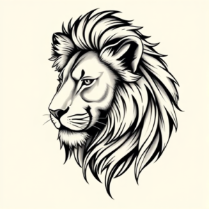 Black & Grey Ink Lioness Tattoo