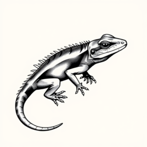 Black & Grey Ink Lizard Tattoo
