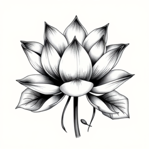 Black & Grey Ink Lotus Tattoo