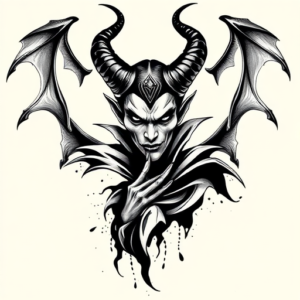 Black & Grey Ink Maleficent Tattoo