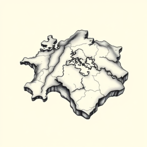 Black & Grey Ink Map Tattoo