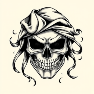 Black & Grey Ink Mask Tattoo