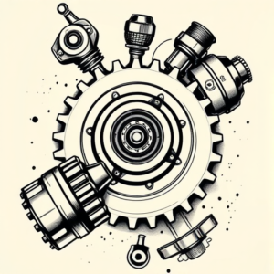 Black & Grey Ink Mechanic Tattoo