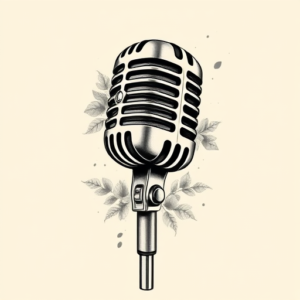 Black & Grey Ink Microphone Tattoo