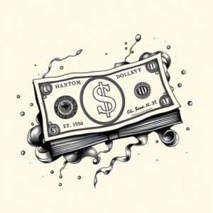 Black & Grey Ink Money Tattoo