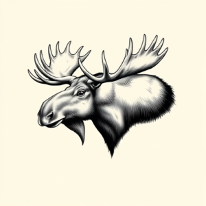 Black & Grey Ink Moose Tattoo