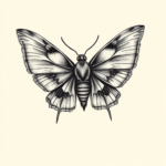 Black & Grey Ink Moth Tattoo