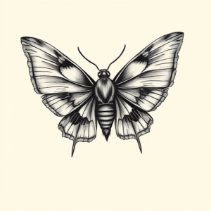 Black & Grey Ink Moth Tattoo