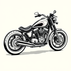 Black & Grey Ink Motorcycle Tattoo